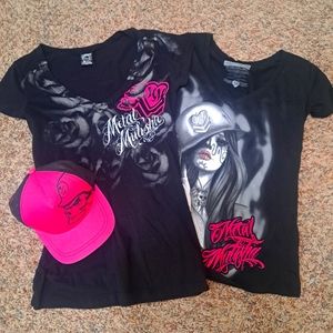 Metal Mulisha v neck tees size medium rare